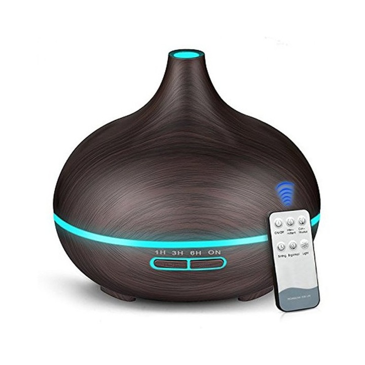 Fresh Air ultrahangos aromaterápiás párásító/diffúzor, távirányítóval, wenge, 7 programozható szín, automatikus kikapcsolás