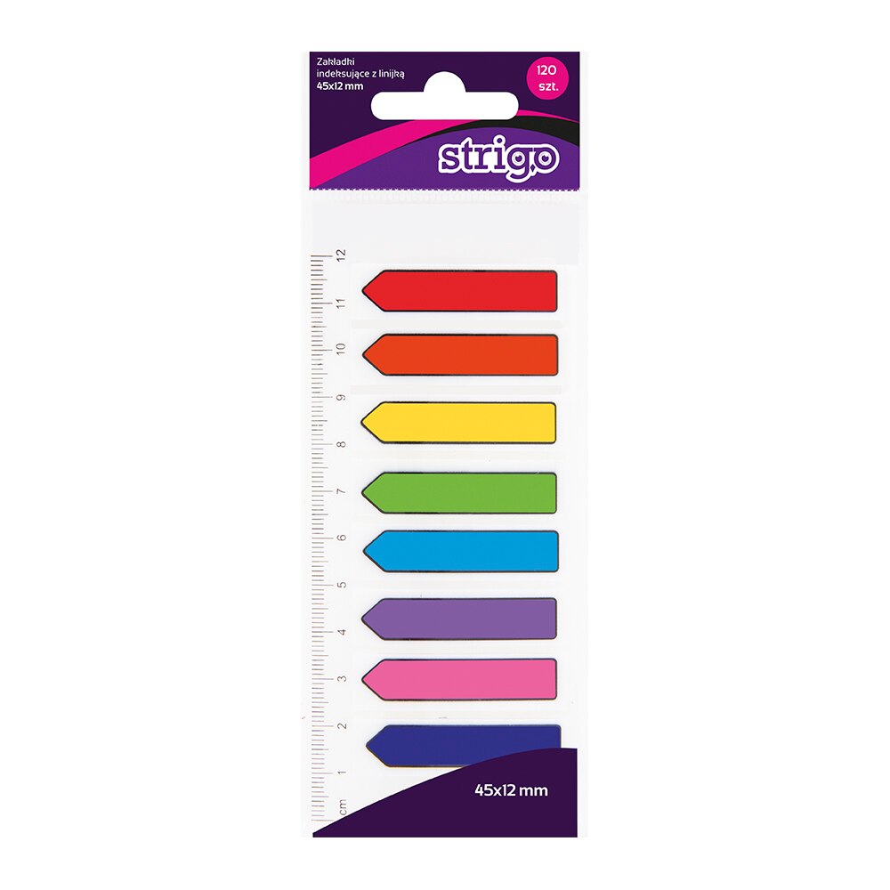 Etichete indexare Strigo adezive 8 paduri 45x12mm 120 file neon