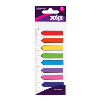 Etichete indexare Strigo adezive 8 paduri 45x12mm 120 file neon Etichete indexare Strigo adezive 8 paduri 45x12mm 120 file neon