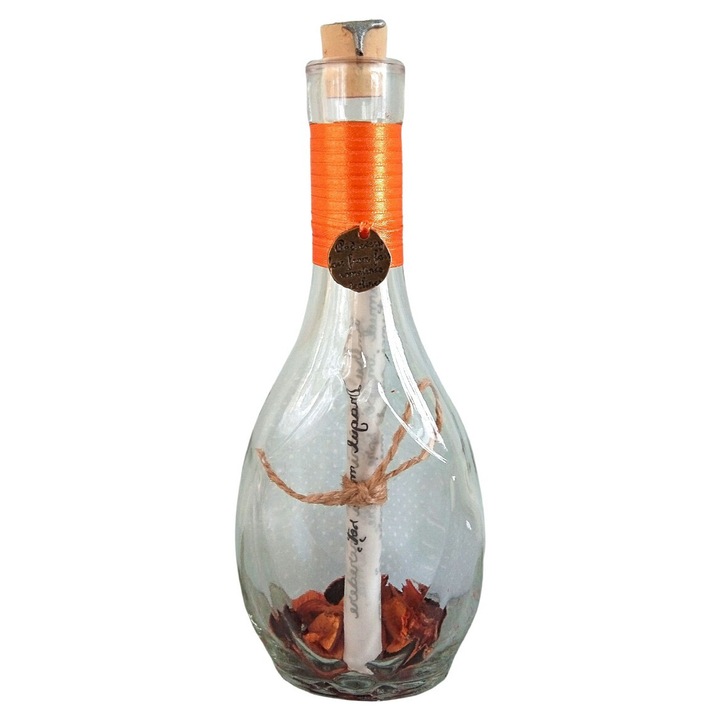 Scrisoare cadou pentru doamna invatatoare - tip papirus in sticla (model 1)