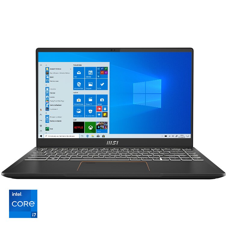 Laptop ultraportabil MSI Summit E14 A11SCS-401RO cu procesor Intel Core i7-1185G7, 14