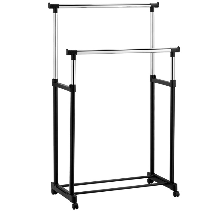 Suport de imbracaminte dublu, tubular, Tatkraft Phoenix, 85x101x45, cromat