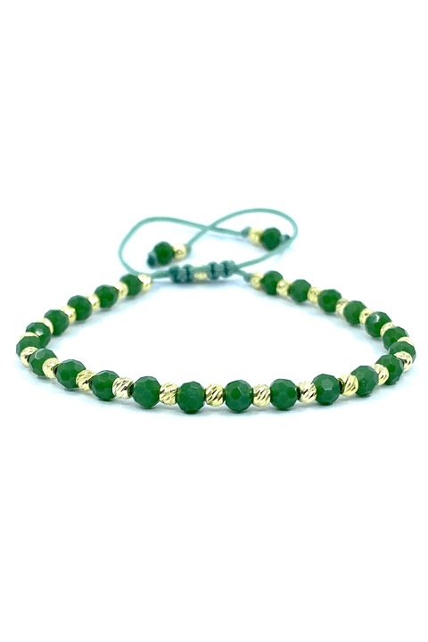 Bratara ajustabila Dinuzete, argint 925 si cristale, auriu/verde