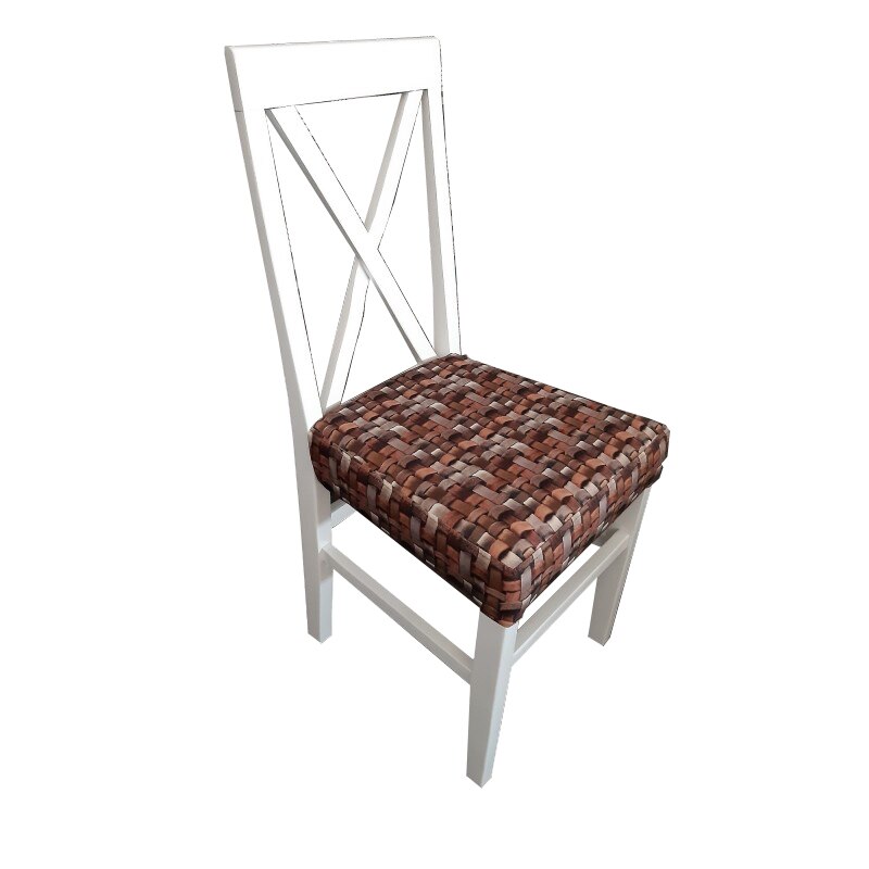 Scaun TX Wood Brick, Smart Living Studio Casa, picioare si cadru din lemn, material textil, Alb/Maro