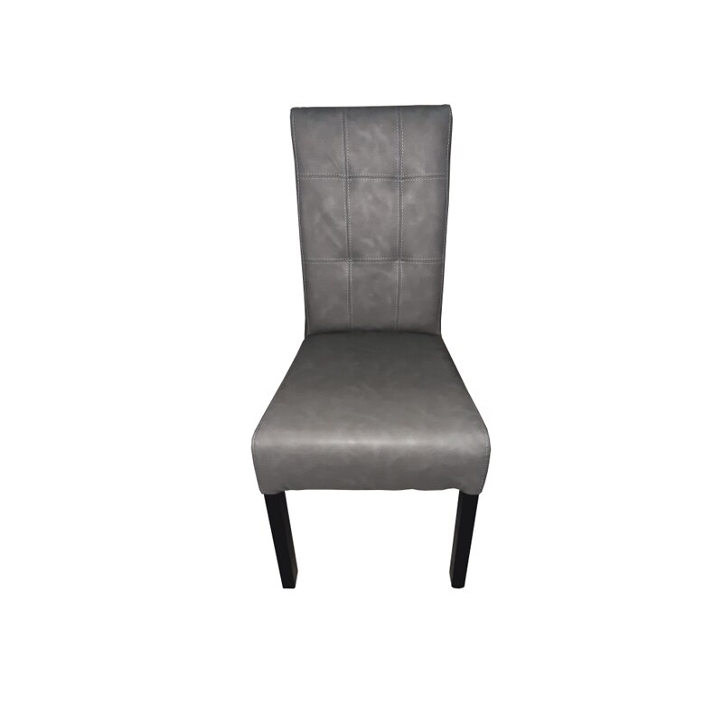 Scaun tapitat T6 Eco-Leather Lux, Smart Living Studio Casa, picioare si cadru din lemn, piele ecologica, Gri/Negru