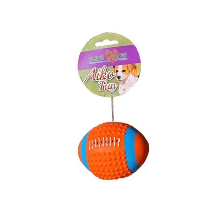 Играчка за куче Cobbys Pet Aiko Fun Латексова топка за ръгби, Със звук, 9 см
