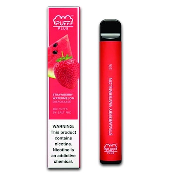 Kit tigara electronica tip narghilea PUFF PLUS, Aroma capsuni si pepene verde, 5% saruri de nicotina, Rosu Kit tigara electronica tip narghilea PUFF PLUS, Aroma capsuni si pepene verde, 5% saruri de nicotina, Rosu