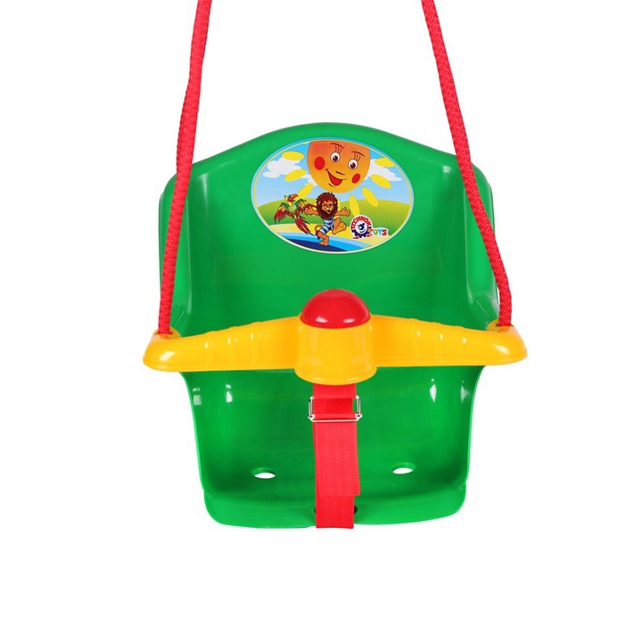 Люлка Technok Toys W3924, червено, с клаксон, за деца до 25кг, Многоцветен/Зелен