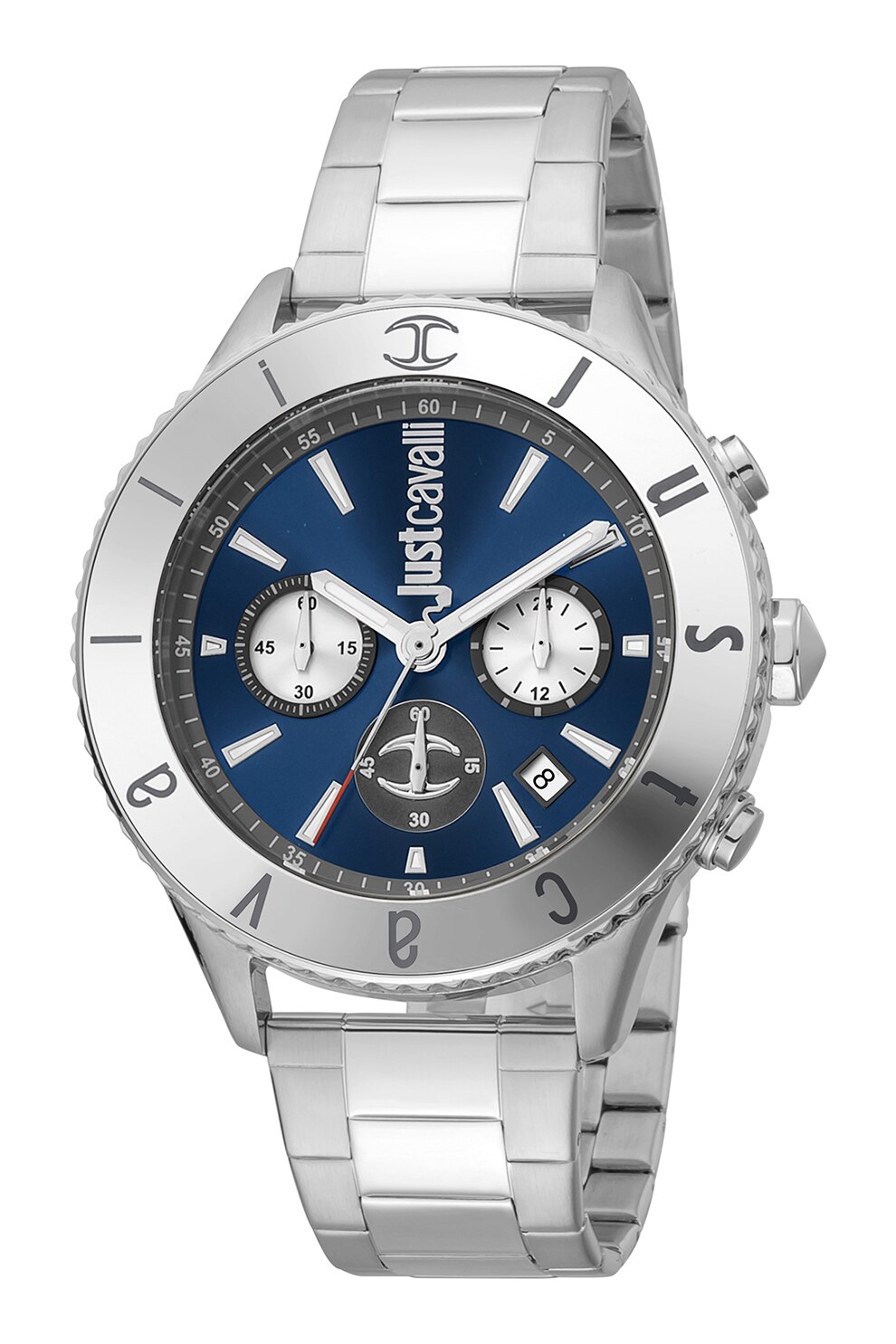 JUST CAVALLI, Ceas cronograf din otel inoxidabil, Argintiu