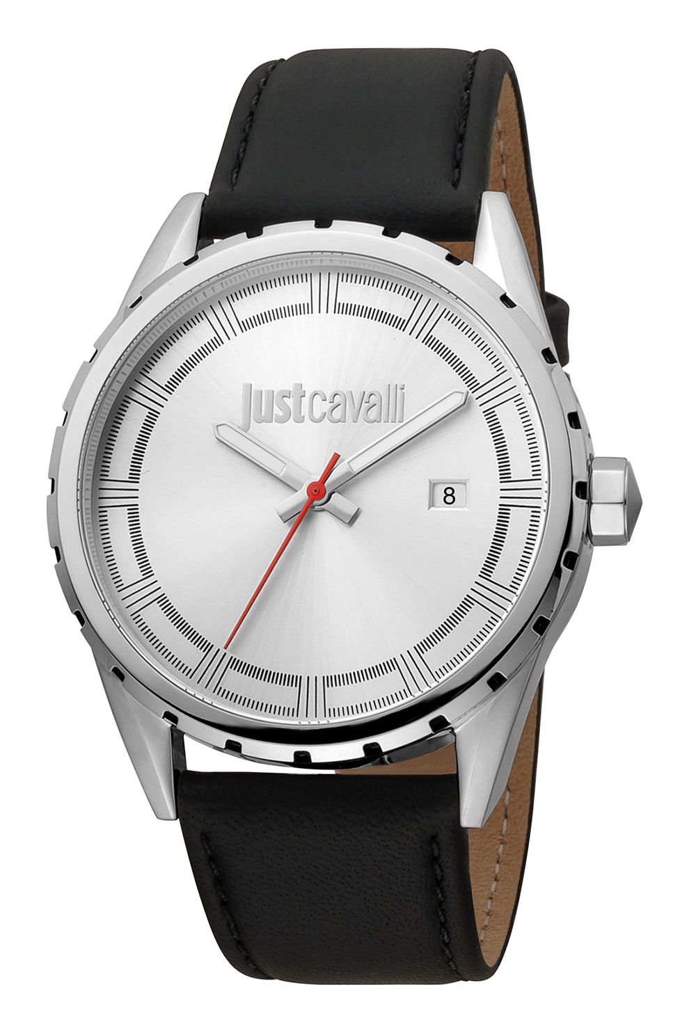 JUST CAVALLI, Ceas cu o curea de piele, Negru