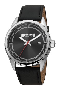 JUST CAVALLI, Ceas cu o curea de piele, Negru JUST CAVALLI, Ceas cu o curea de piele, Negru