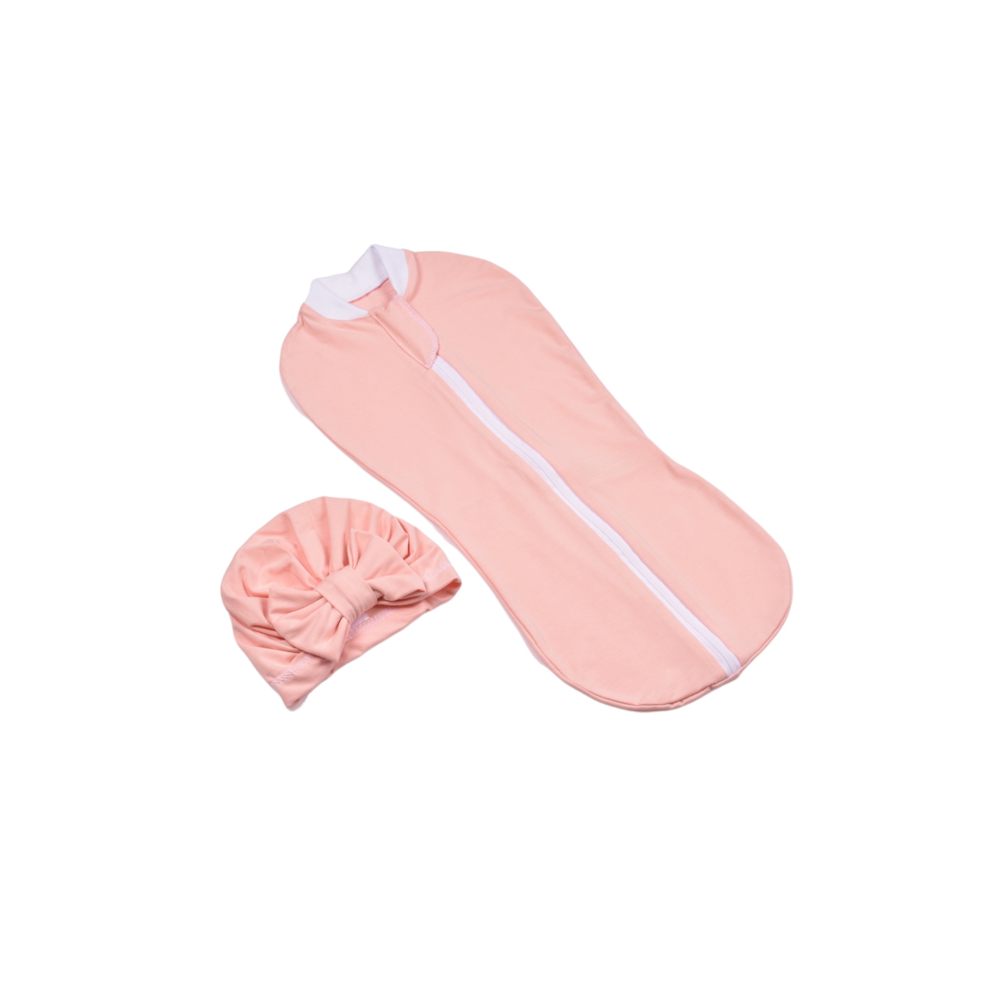 Set Sistem de infasat si turban bambus, culoare roz 0-3 luni