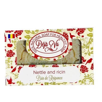 Sapun Deja Vu Natural, preset la rece, Urzica & Ricin , 8 x 4 x 2 cm, 90 g Sapun Deja Vu Natural, preset la rece, Urzica & Ricin , 8 x 4 x 2 cm, 90 g