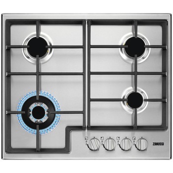 Plita incorporabila Zanussi ZGH66424XS, Gaz, 4 zone de gatit, Aprindere electrica integrata, Gratare de fonta, Wok, 60 cm, Inox Plita incorporabila Zanussi ZGH66424XS, Gaz, 4 zone de gatit, Aprindere electrica integrata, Gratare de fonta, Wok, 60 cm, Inox
