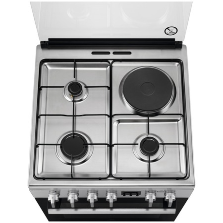 Aragaz Electrolux LKM660200X, Mixt, 3 arzatoare gaz si 1 arzator electric, Cuptor electric multifunctional , SteamBake-gatire cu abur, AirFry, Grill electric, Clasa A, 60 cm, Inox antiamprenta