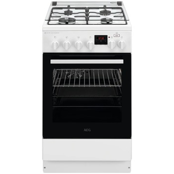 Aragaz AEG CKB56480BW, Mixt, 4 arzatoare gaz, Cuptor electric multifunctional, SteamBake, AirFry, Gratare fonta, Aprindere integrata, Grill, Clasa A, 60 cm, Alb Aragaz AEG CKB56480BW, Mixt, 4 arzatoare gaz, Cuptor electric multifunctional, SteamBake, AirFry, Gratare fonta, Aprindere integrata, Grill, Clasa A, 60 cm, Alb