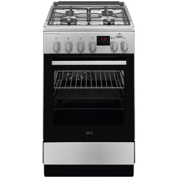 Aragaz AEG CKB56480BM, Mixt, 4 arzatoare gaz, Cuptor electric multifunctional, SteamBake, AirFry, Gratare fonta, Aprindere integrata, Grill electric, Clasa A, 60 cm, Inox Aragaz AEG CKB56480BM, Mixt, 4 arzatoare gaz, Cuptor electric multifunctional, SteamBake, AirFry, Gratare fonta, Aprindere integrata, Grill electric, Clasa A, 60 cm, Inox