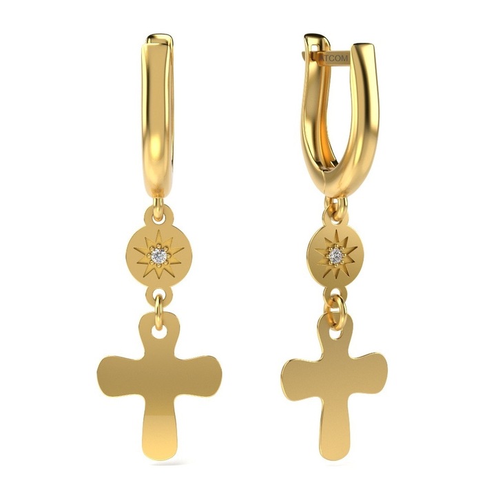 Модел 12 обеци от жълто злато