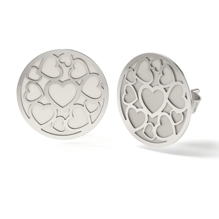 Обеци Сърце, Злато, Бял