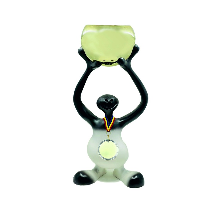 Trofeu rasina alb si cupa metal 40 cm