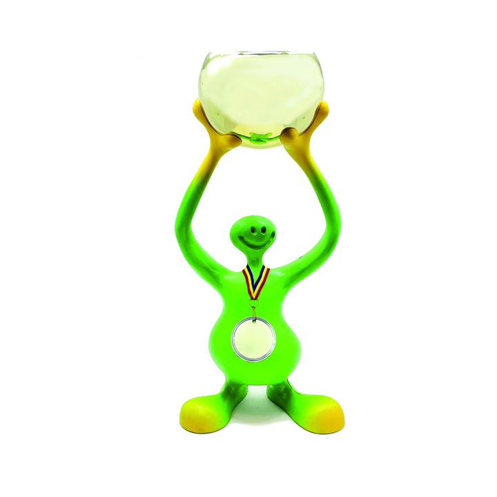 Trofeu rasina verde si cupa metal 35 cm