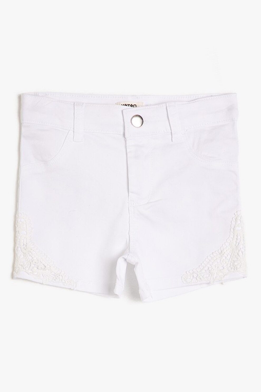 KOTON, Pantaloni scurti cu garnituri de dantela, Alb