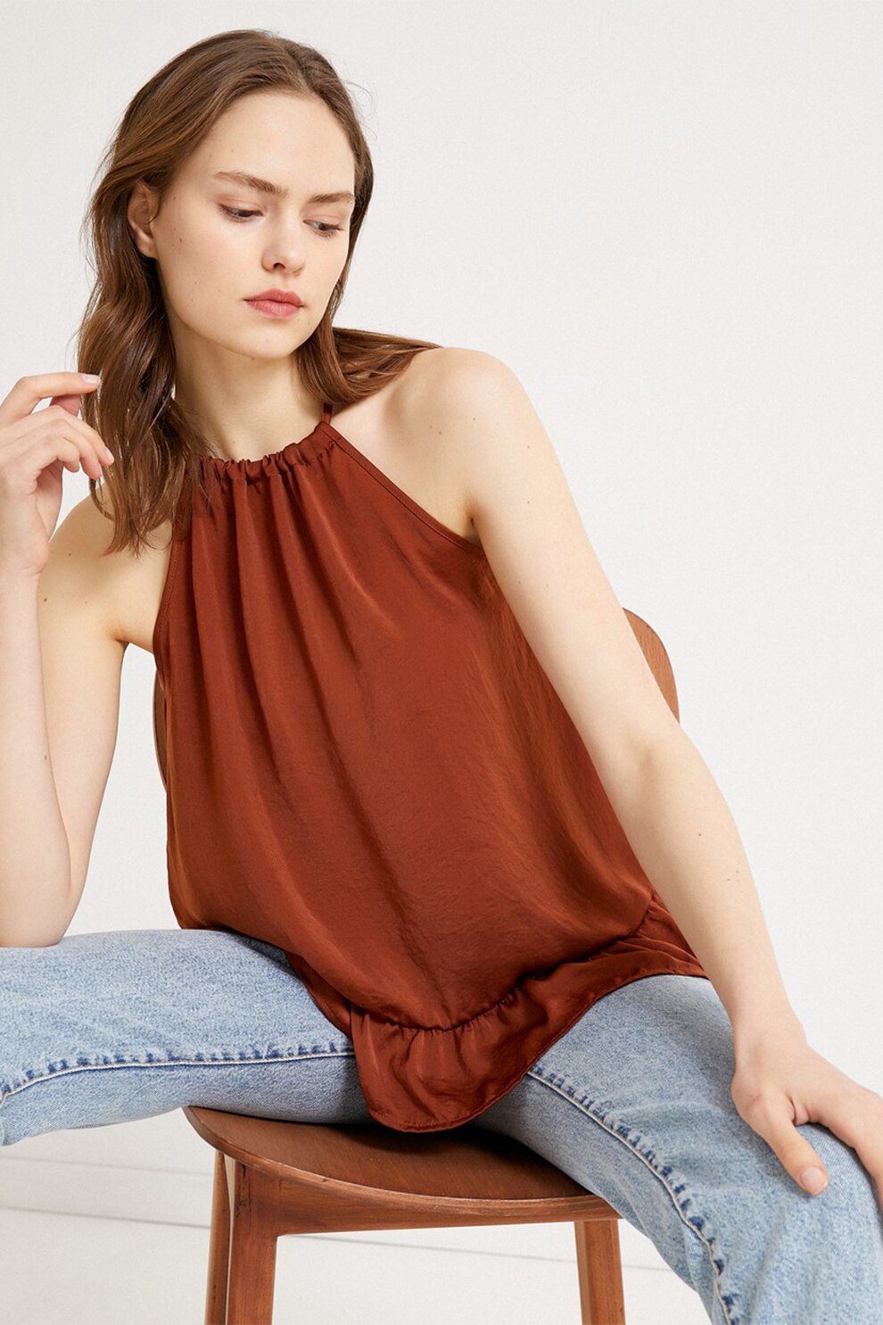 KOTON, Top vaporos cu decolteu american, Scortisoara, XS