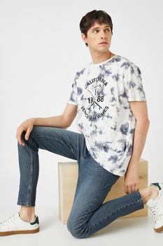 KOTON, Blugi skinny Micheal, Gri carbune/Alb prafuit, W34-L32 KOTON, Blugi skinny Micheal, Gri carbune/Alb prafuit, W34-L32