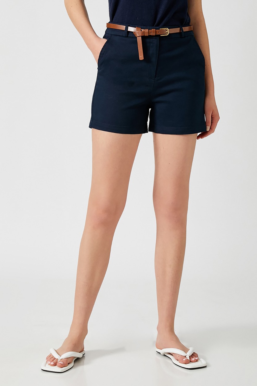 KOTON, Pantaloni scurti chino cu buzunare oblice, Bleumarin, XL