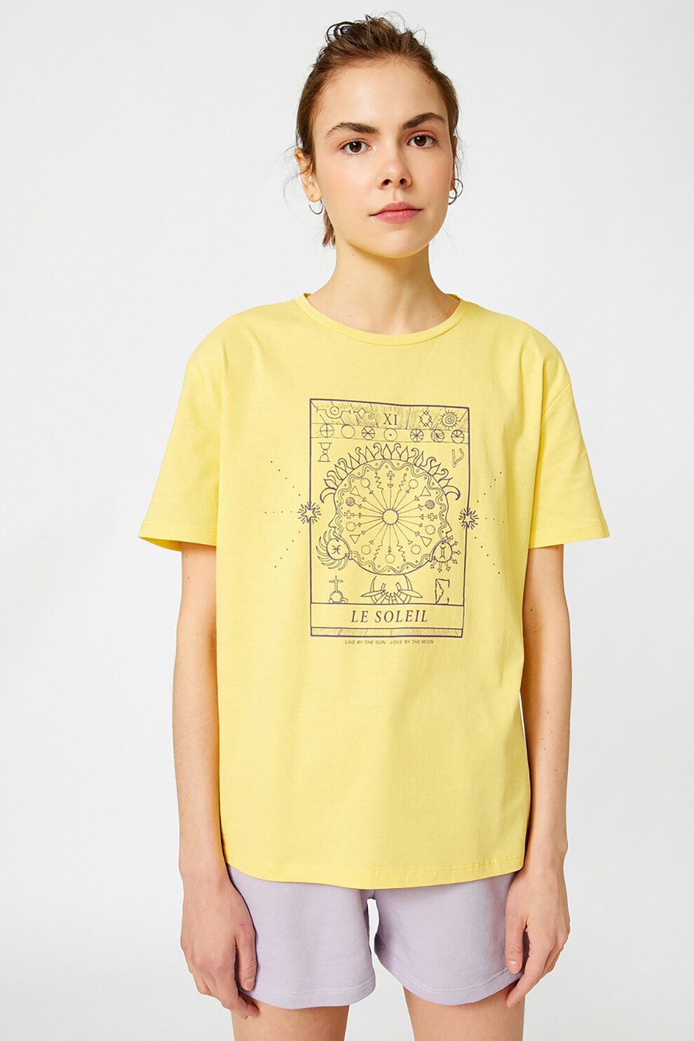 KOTON, Tricou lejer cu imprimeu, Galben, XS