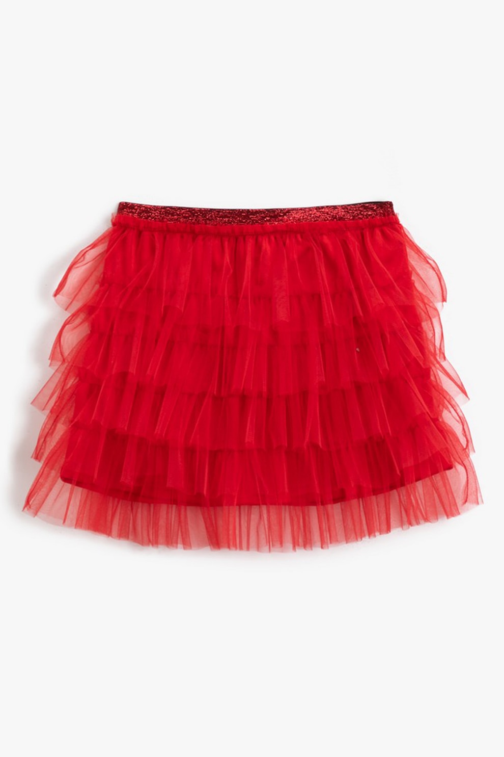 KOTON, Rochie mini cu strat exterior din tul, Rosu, 146-152 CM