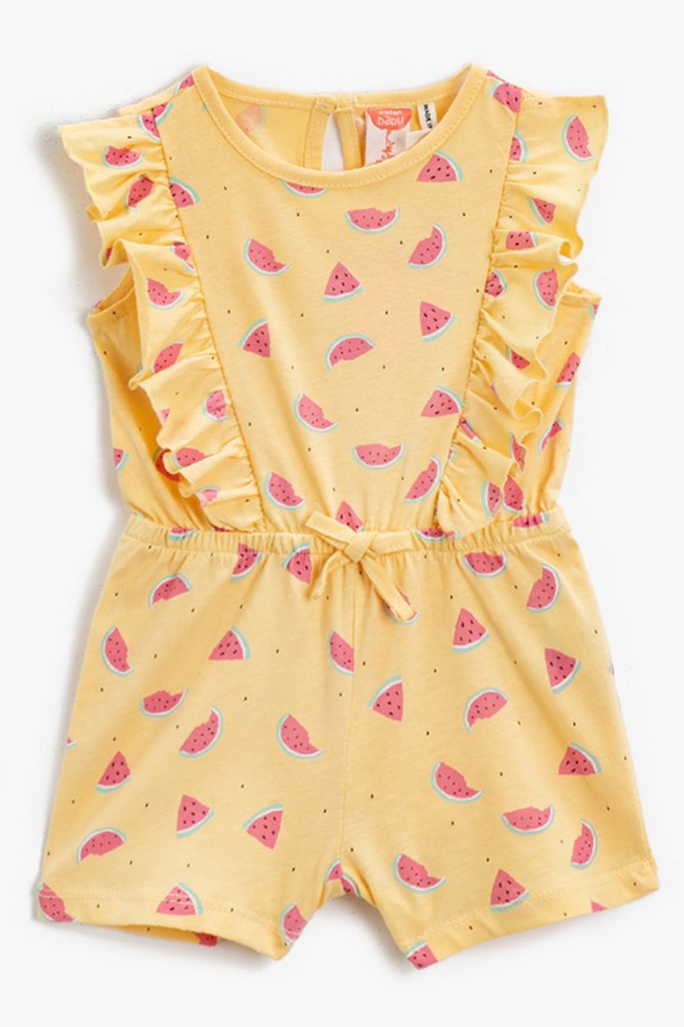 KOTON, Salopeta scurta cu imprimeu si volane, Galben, 68-74 CM