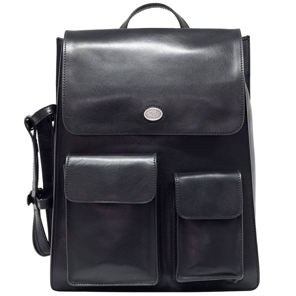 Rucsac THE BRIDGE, din piele naturala, 06351101, negru