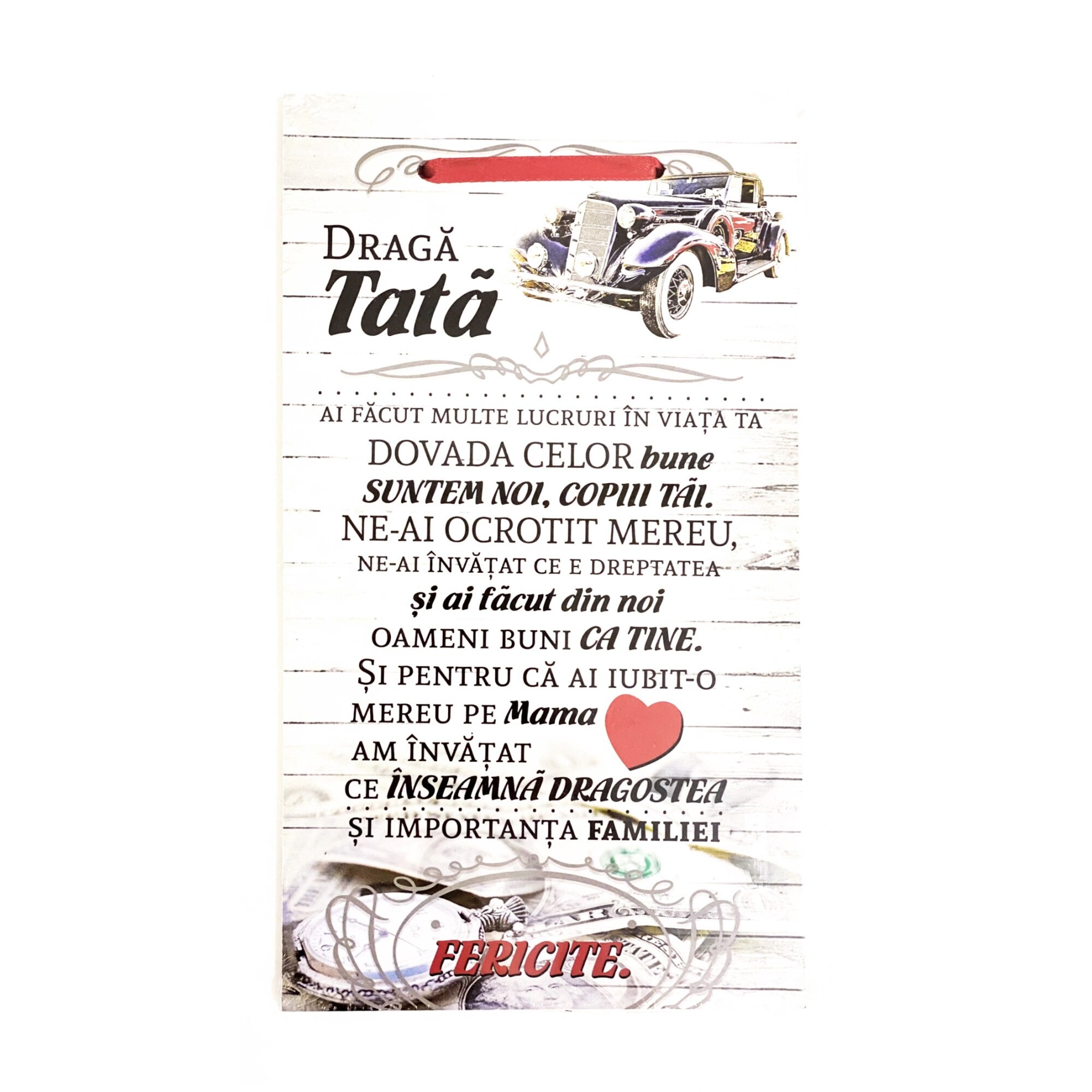 Tablou Decorativ cu mesaj pentru TATA , lemn ,26x15cm