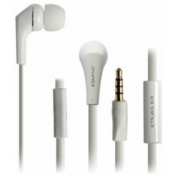 Casti cu Fir Awei Microfon Jack 3.5mm Alb Casti cu Fir Awei Microfon Jack 3.5mm Alb