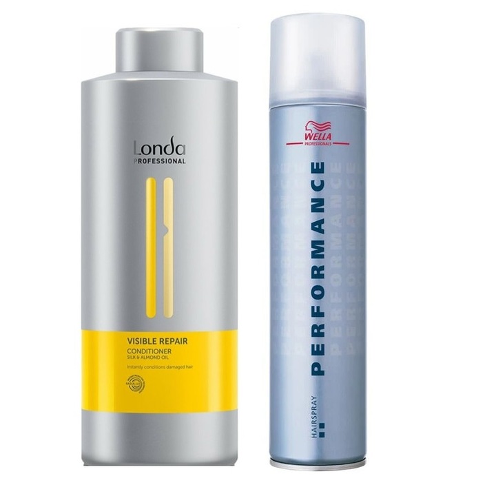Kit pentru par degradat, Visible Repair 2, Sampon 1000 ml si Wella Fixativ Performance Fix 2, 500 ml