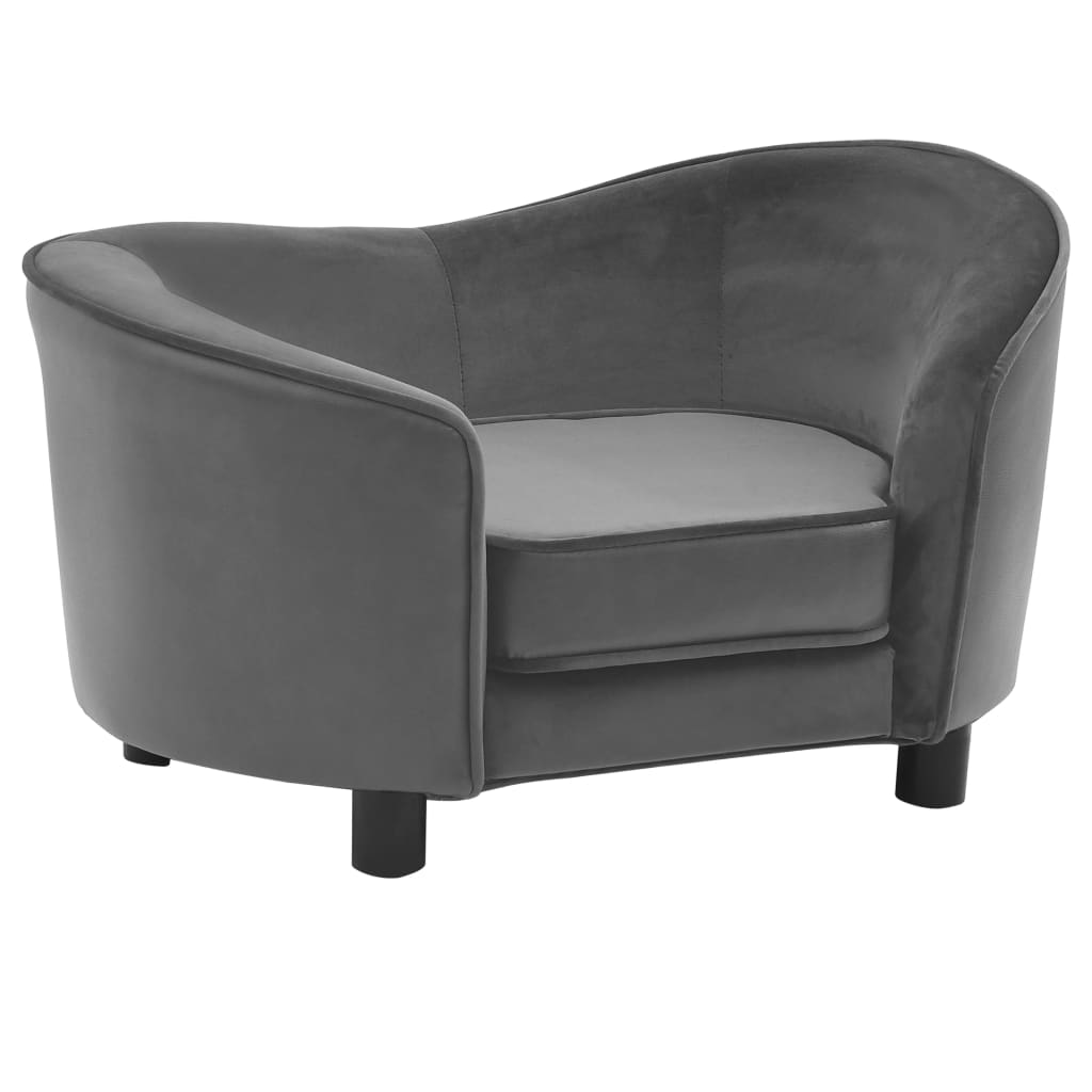 Canapea pentru caini, gri, 69x49x40 cm, plus si piele ecologica