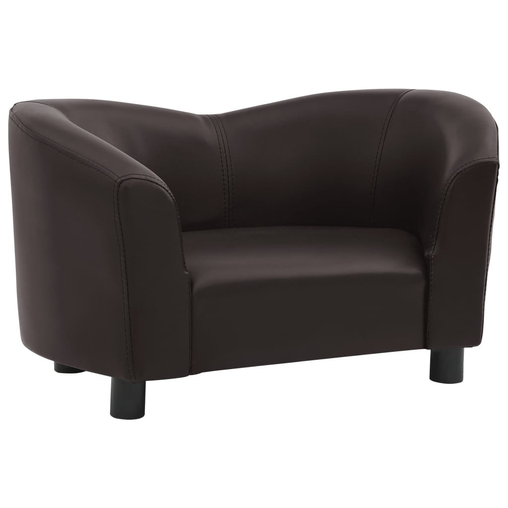 Canapea pentru caini, maro, 67x41x39 cm, piele ecologica
