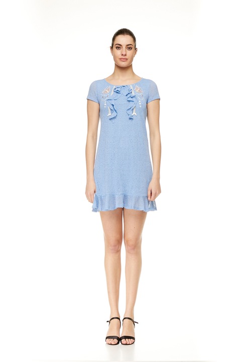 Rochie Mercedes de Miguel, Volane, Poliester, Albastru, Albastru