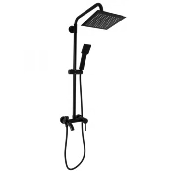 Coloana baie dus cu baterie , negru mat, para superioara patrata 20* 20 cm Coloana baie dus cu baterie , negru mat, para superioara patrata 20* 20 cm