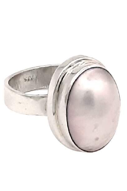 Inel Argint 925 Ilona cu piatra de sidef roz marime 15