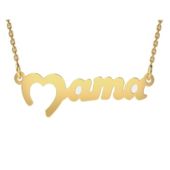 Lantisor cu pandantiv din aur galben model Love Mom Lantisor cu pandantiv din aur galben model Love Mom