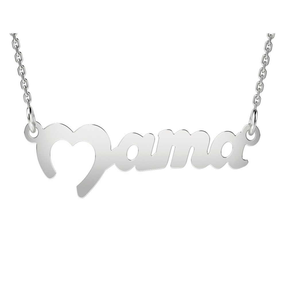Lantisor cu pandantiv din aur alb model Love Mom