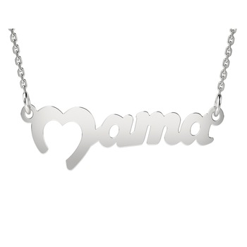 Lantisor cu pandantiv din aur alb model Love Mom Lantisor cu pandantiv din aur alb model Love Mom