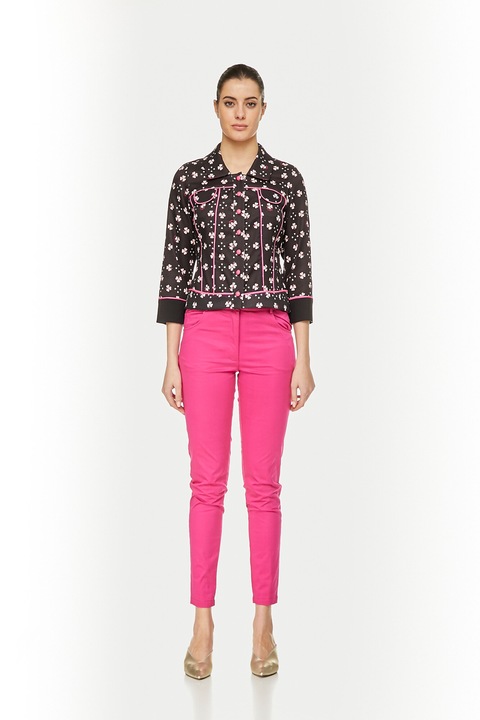 Jacheta Mercedes de Miguel, Model floral, Poliester, Negru, Alb/Negru