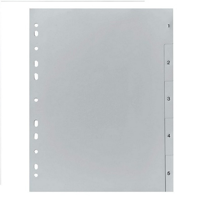 Separatoare plastic A4, gri - index 1-5