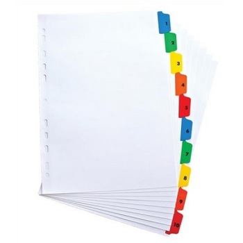 Separatoare carton mylar A4 - index 1-20 Separatoare carton mylar A4 - index 1-20