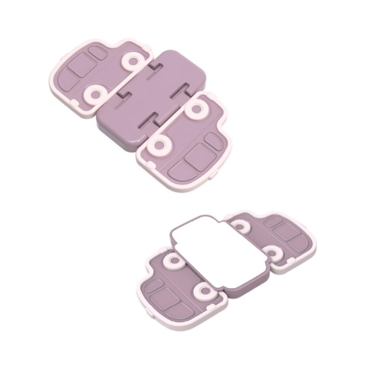 Set 2 sigurante, Empria, pentru geamuri/usi glisante, 11x6.5x0.5 cm, Mov/Alb