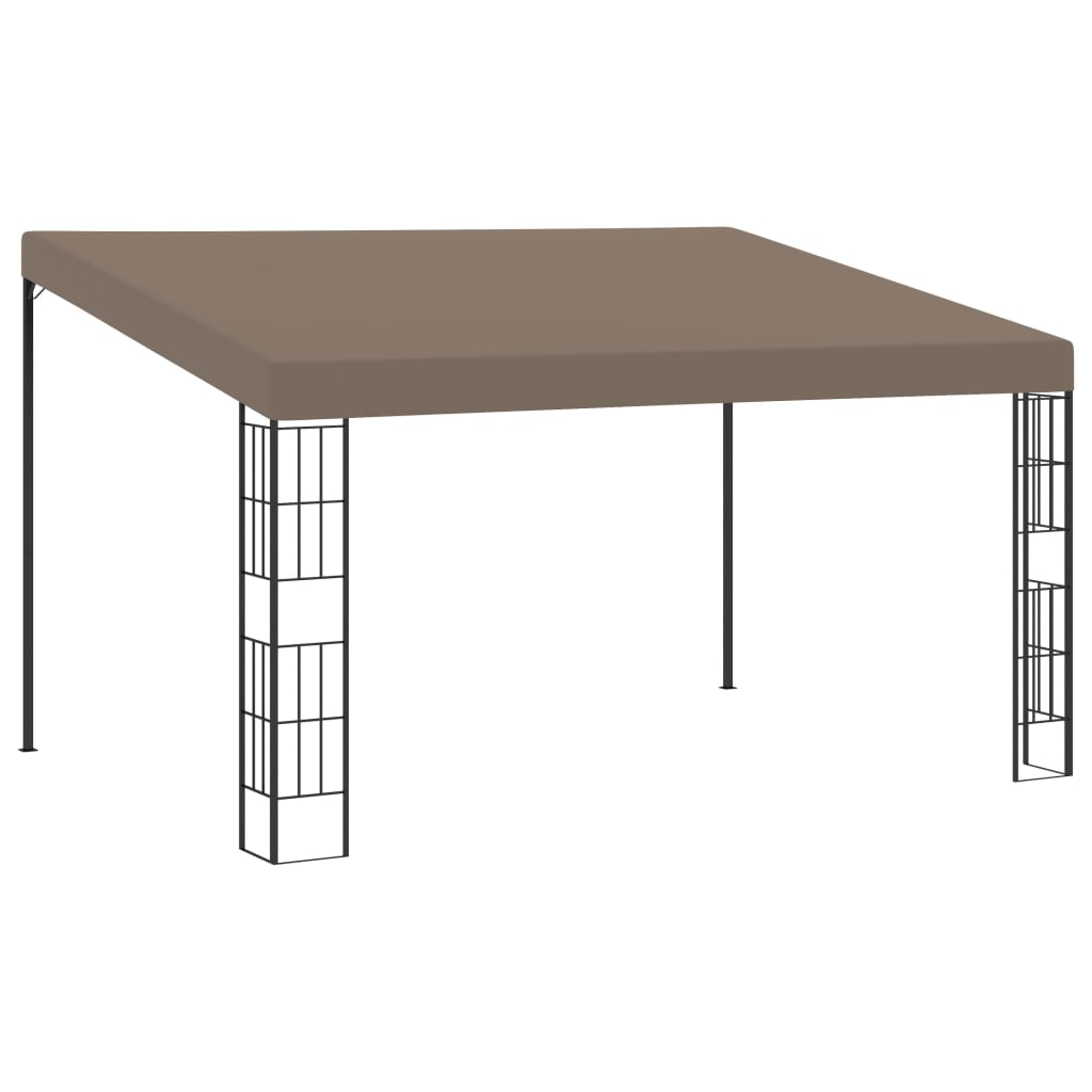 Pavilion de gradina cu acoperis inclinat, vidaXL, Poliester-Otel, 4 x 3 x 2.5 m, Gri Taupe mat