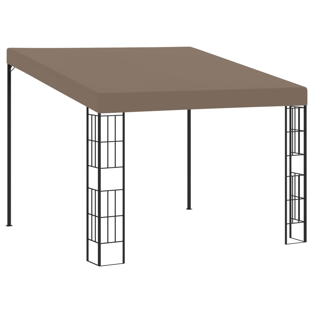 Pavilion de gradina cu acoperis inclinat, vidaXL, Poliester-Otel, 3 x 3 x 2.5 m, Gri Taupe mat